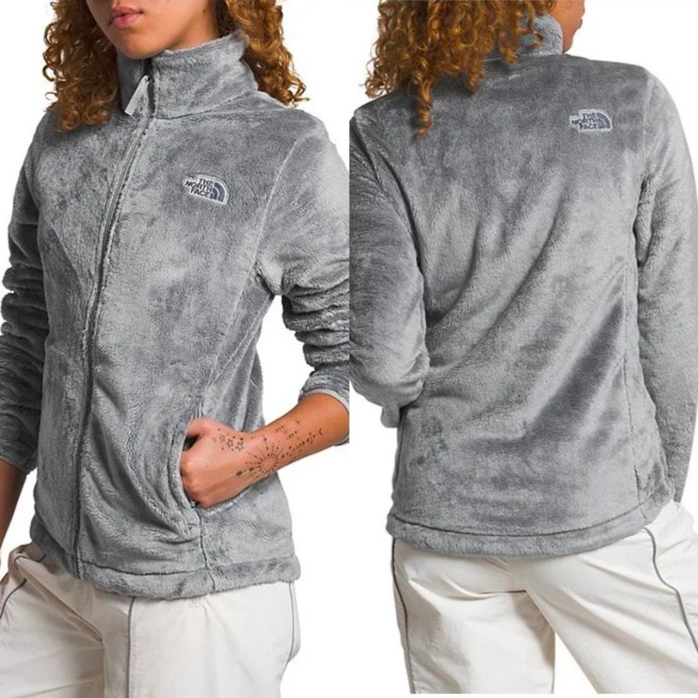 The North Face Meld Gray Osito Silken Raschel Fleece Stand Collar Jacket